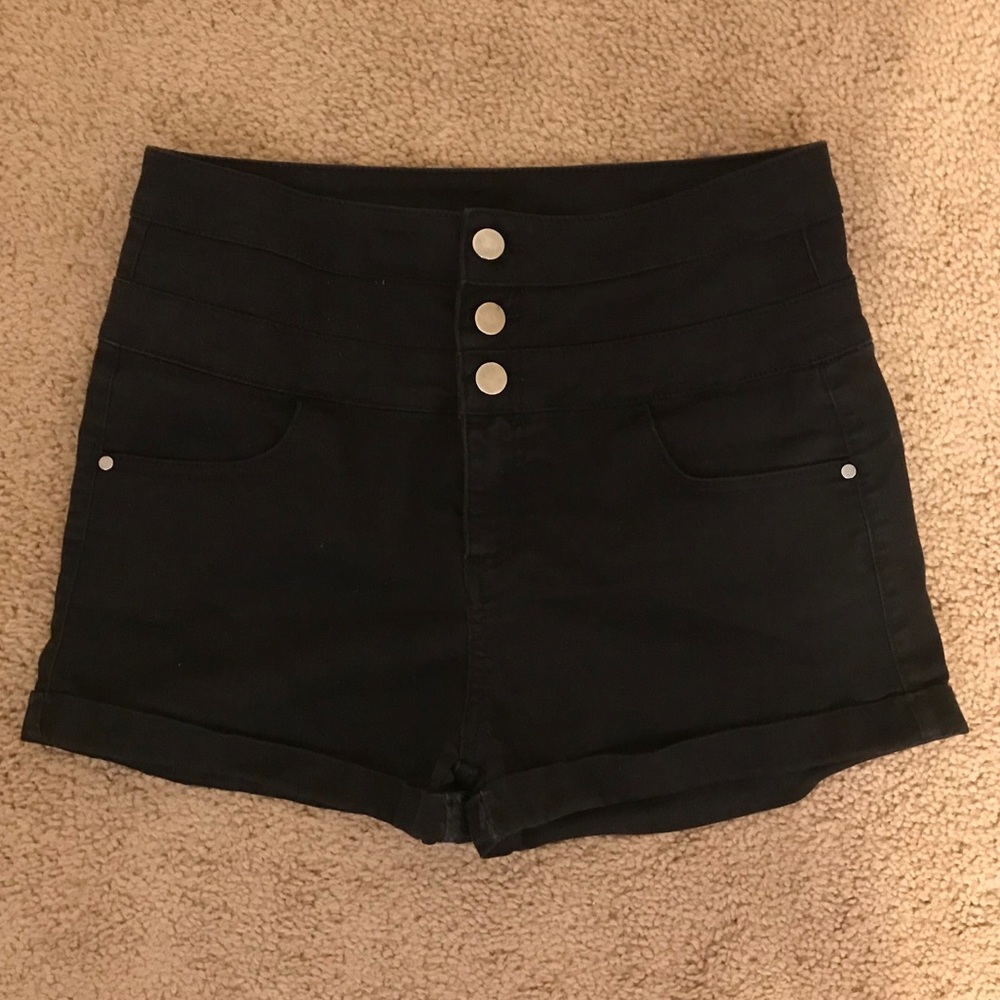 High-Waisted Black Shorts